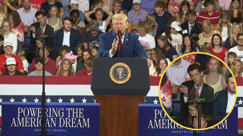 Is video of Trump speech attendee mocking the president real?