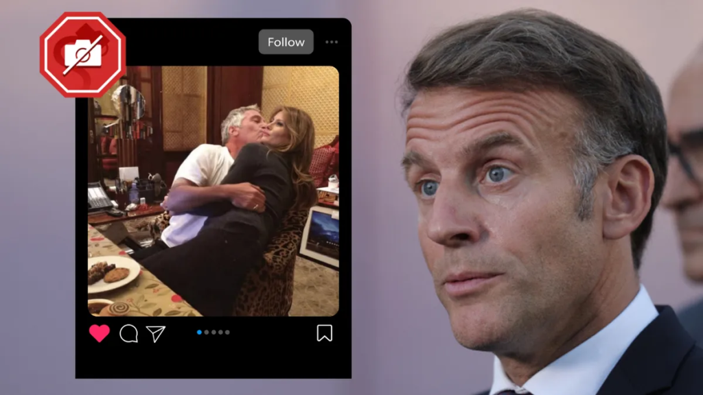 Macron never posted fake image of Epstein kissing Melania Trump