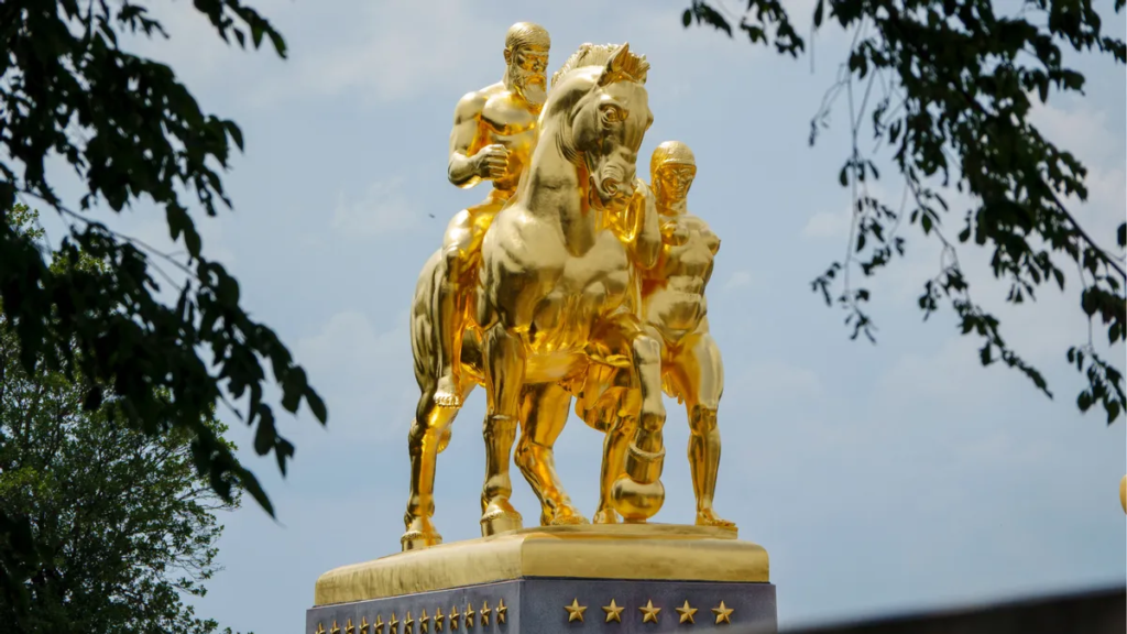 Trump spent $5M in taxpayer funds to restore horse statues, coat them in gold