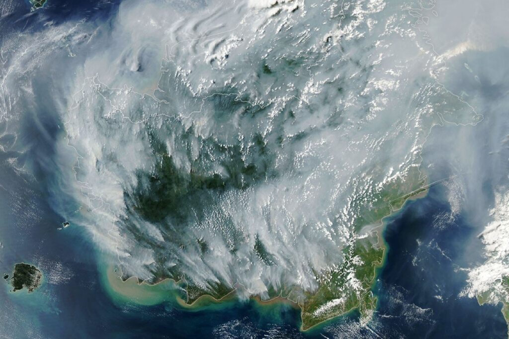 Peatland Fires Darken Skies in Indonesia