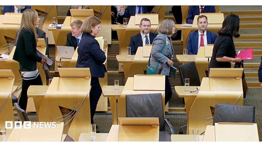 Reform MSPs walk out of parliament in protest against independence debate