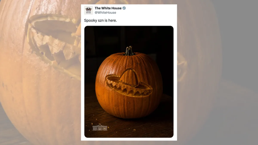 Did White House Halloween post include image of sombrero carved into pumpkin?