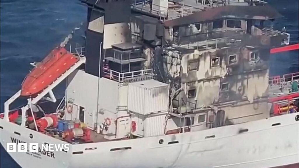 Eight crew missing after drone attack leaves tanker ablaze off Romania’s coast