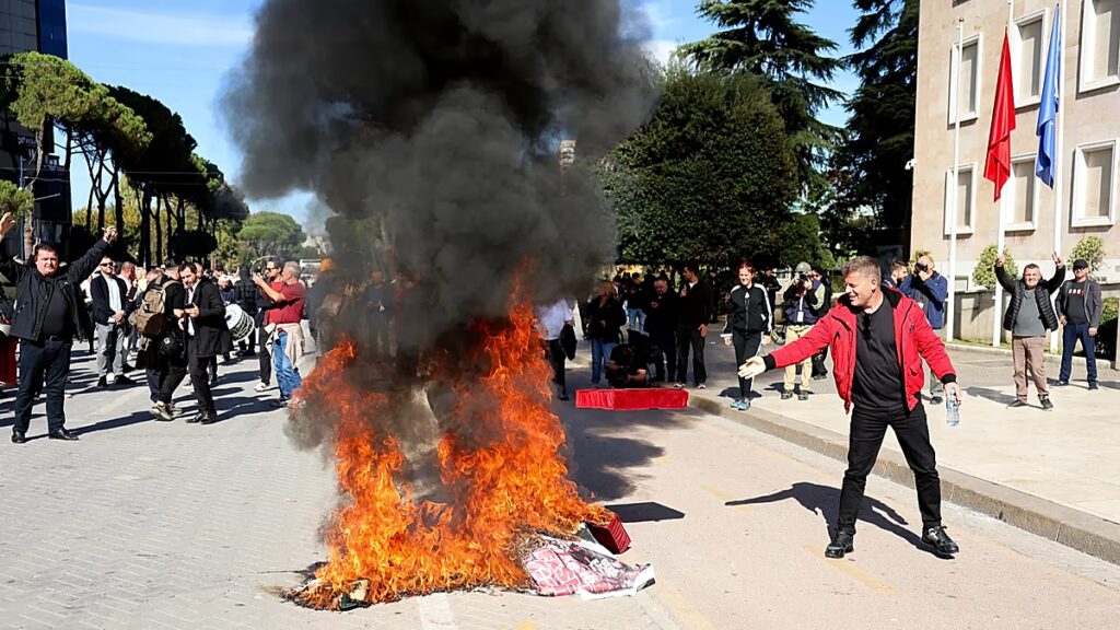 Live – Tensions rise in Albania as protesters burn symbolic pillows outside prime minister’s office