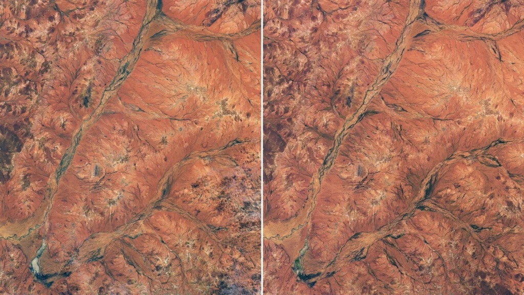 NASA captures a stunning transformation in Australia’s red outback