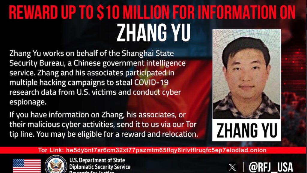 US Seeks Alleged Chinese Hafnium Hacker With $10 Million Reward